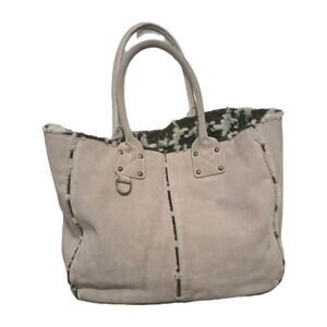 Gap Suede Slouchy Tote Reversible Faux Fur Bag Beige Boho 90s Y2K Leather Bratz